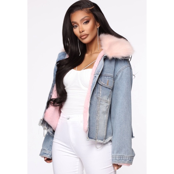 Fashion Nova Jackets & Blazers - Fashion Nova Denim Jacket w/ Pink Fur Size Medium